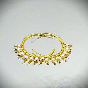 ALEXIS BITTAR Gold Plated Pearls & Clear Crystals Hoop Earrings